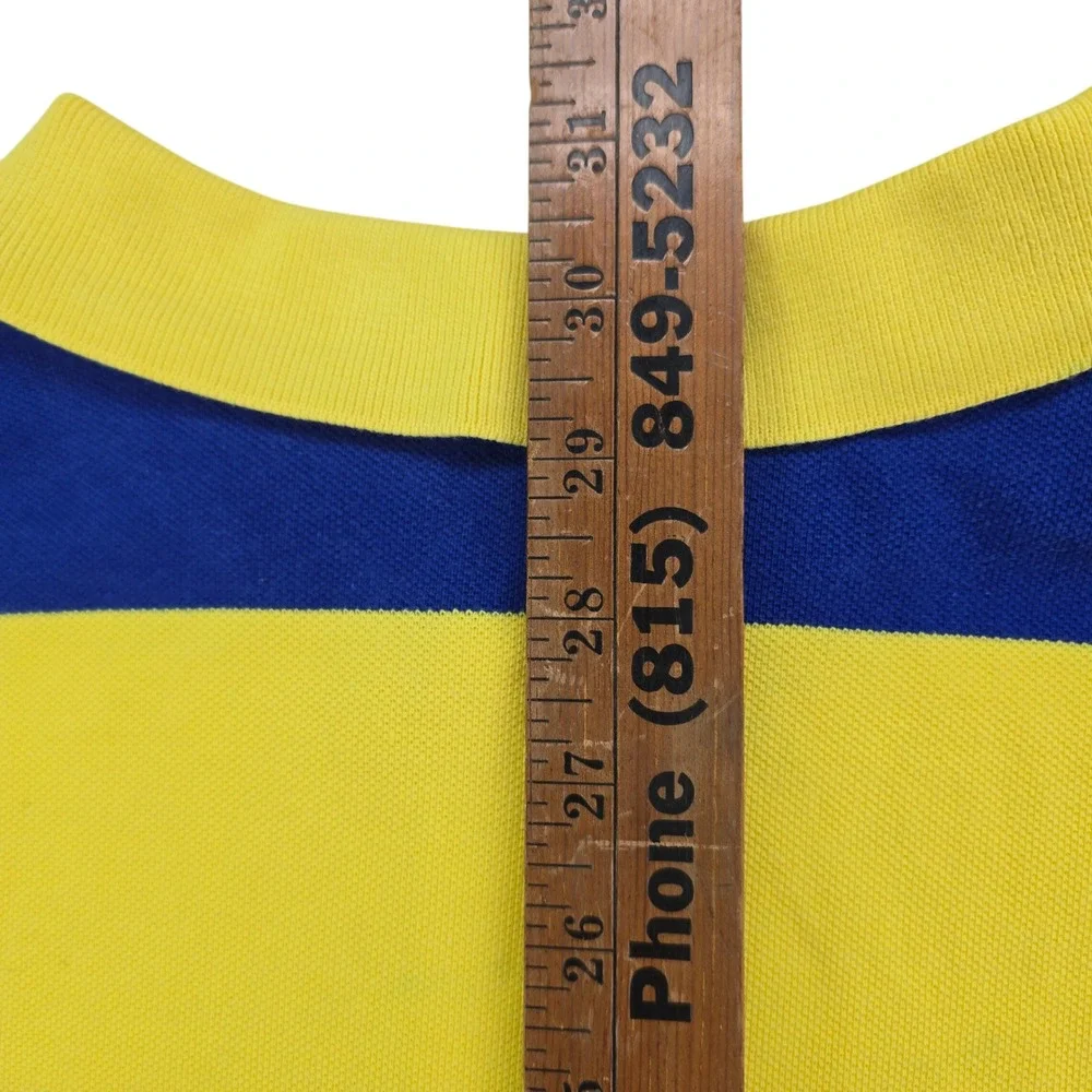 Polo Ralph Lauren Stripe Polo Shirt Mens XL Yellow Red Blue Cotton Pique Vintage - Picture 7 of 7